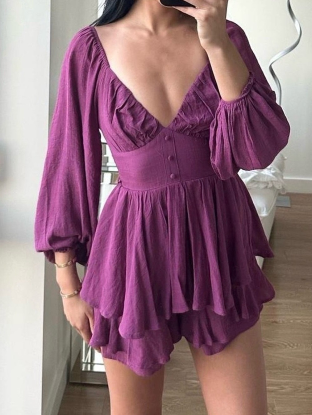 Fashion Nova Plum Purple Smocked Romper